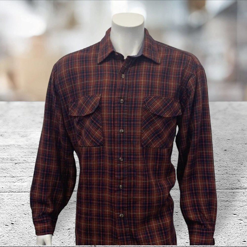 Vintage Claybrooke Outdoor Red Blue Green Plaid Flannel Lumberjack Shirt Size XL